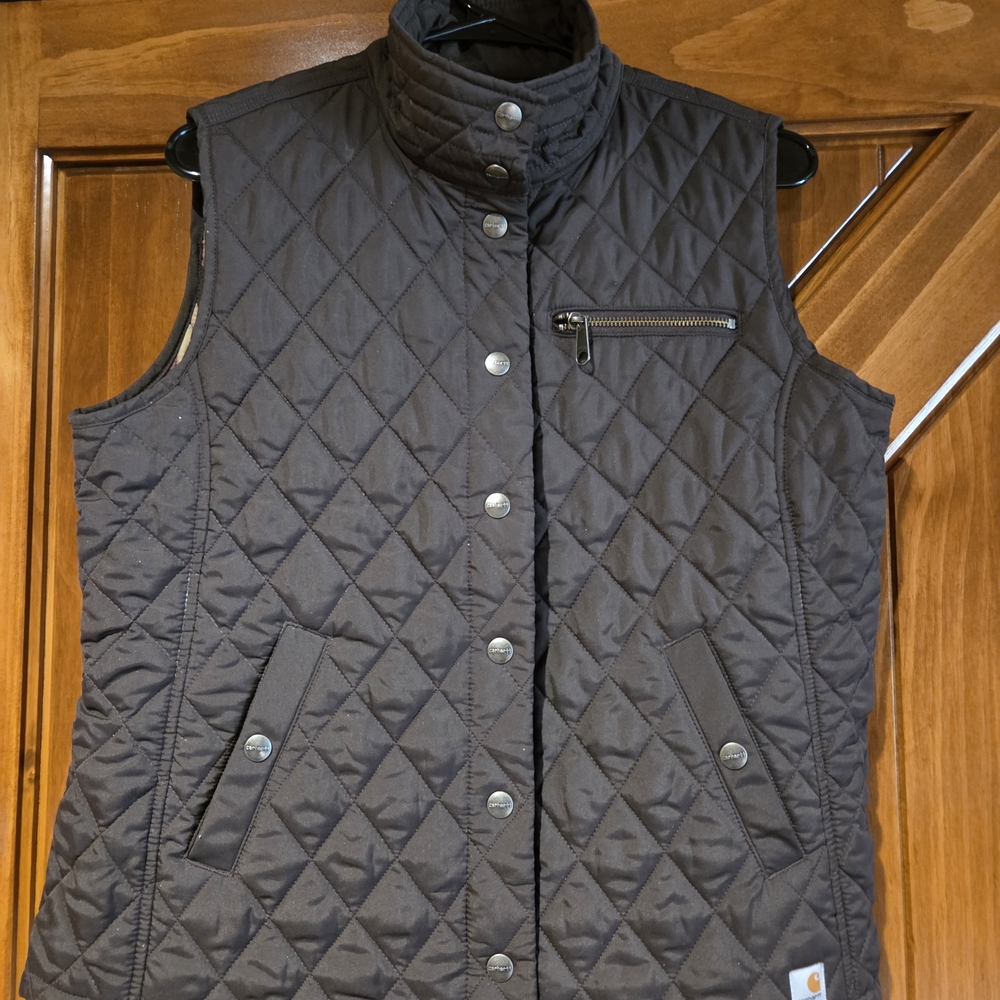 Womens Carhartt Snap Front Quilted Vest - Dark Brown